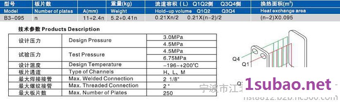 钎焊板式热交换器 B3-095 铜钎焊板式换热器冷凝器蒸发器交换器 壁挂炉板换 过水热板 模温机板换 地板采暖板换 锅炉图4