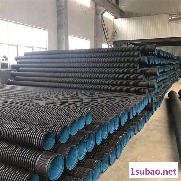 鹏起双壁波纹管排水用管 塑料管材设备 规格齐全黑色排污管道图2