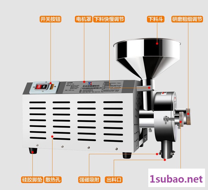 超市磨粉机，广州不锈钢磨粉机，商用南瓜子磨粉机图4