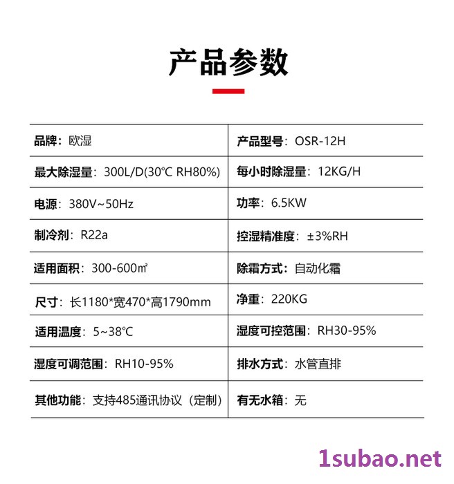 欧湿OSR-12H 除湿机大功率抽湿器仓库车间干燥机 地下室除湿机图4