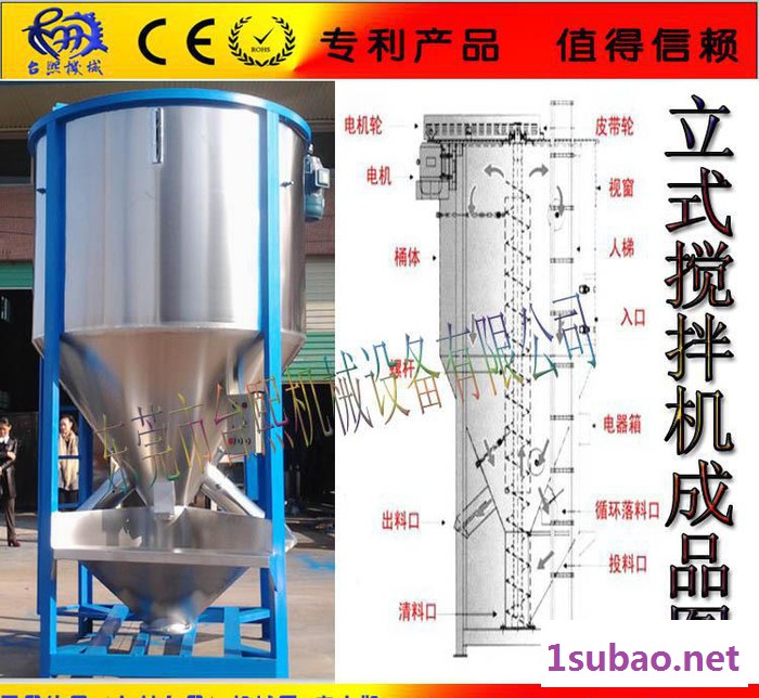 现货20台立式混合机,塑料颗料不锈钢混合机,螺杆上料混合机图2