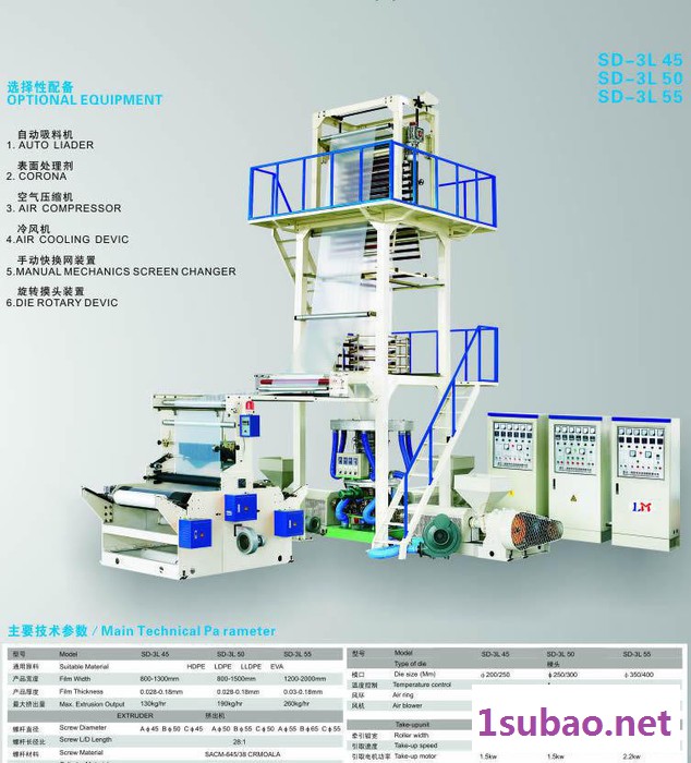 吹膜机价格 三层共挤薄膜吹塑机组（IBC膜泡内冷）吹膜机机头图3