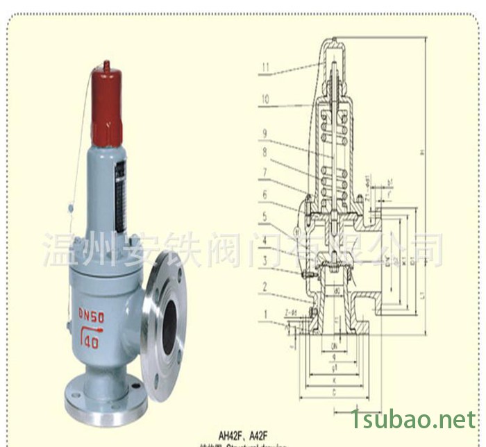 氨用弹簧封闭式安全阀A42F液化气安全阀/天然气安全阀图2