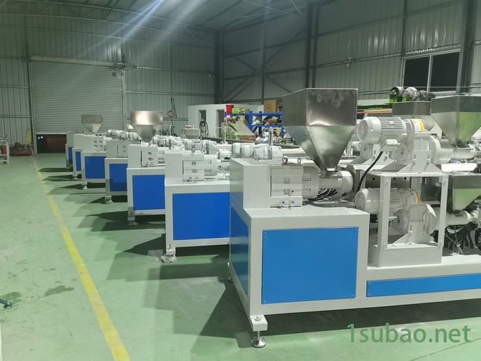 三色仿藤机藤线机出线机螺杆螺筒胶轮压花轮挤出机 收卷机牵引机图2