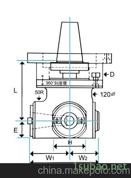 供应CH品牌BT50-L215WF横向铣头 90°角度头，强力型重切削图3