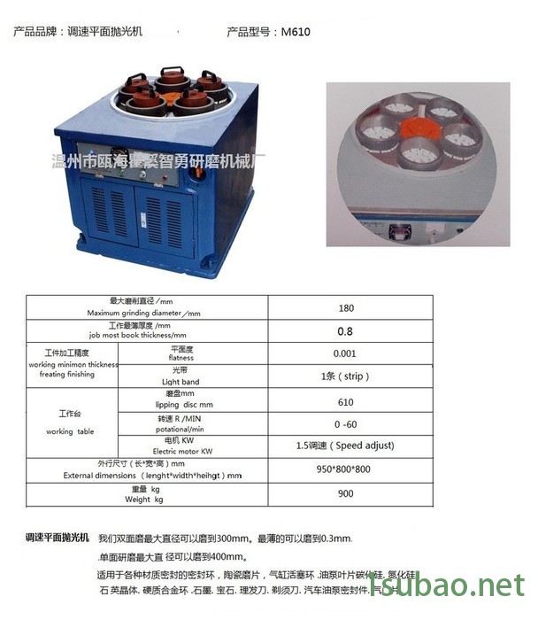 温州市智勇研磨机硬质合金调速抛光机磨床图2