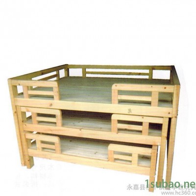 俄罗斯原料定制加厚多人推拉床 实木木质幼儿园小床 儿童床
