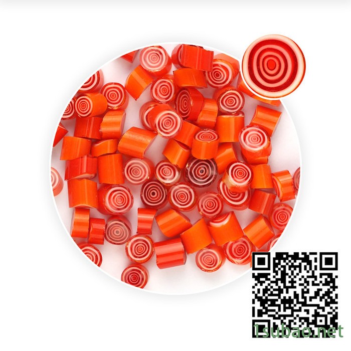 曼德1707006-3-1DIY工具 金刚石刀具热熔玻璃切块100克装饰品DIY工具 红色小圈图案千花微波窑炉玻璃图6