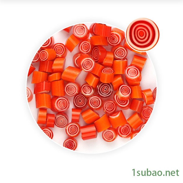 曼德1707006-3-1DIY工具 金刚石刀具热熔玻璃切块100克装饰品DIY工具 红色小圈图案千花微波窑炉玻璃图7