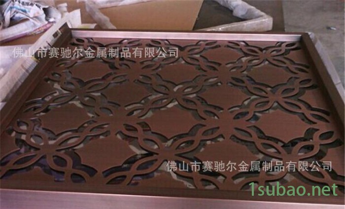酒店大厅屏风隔断 酒红色不锈钢屏风隔断真空电镀加工价格图2