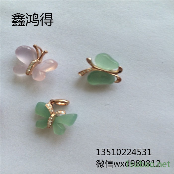 电镀加工  深圳电镀厂    翡翠蝴蝶形吊坠电镀玫瑰金    饰品电镀图3