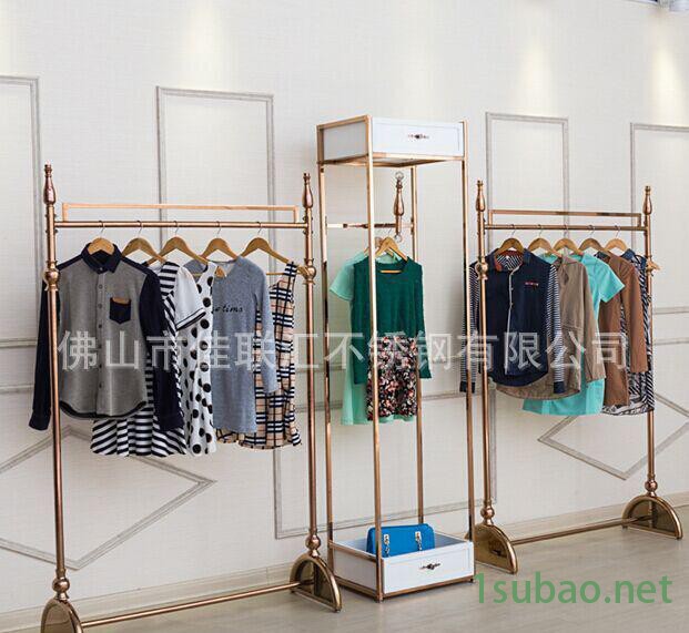 不锈钢挂衣架 电镀加工玫瑰金不锈钢展示架服装中岛架图2
