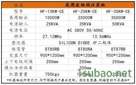 弘海HF-15KW-CE 高周波地毯压花机图2