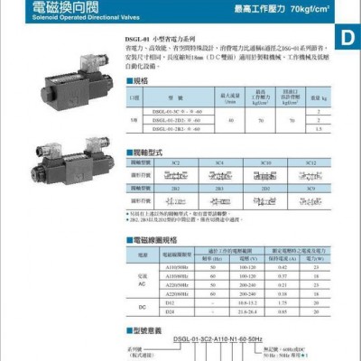 台湾油研电磁换向阀DSGL-01-2B2--D24-N1-60