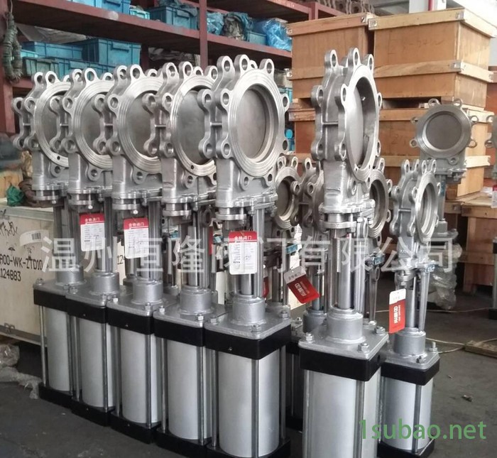 直销PZ673W圆形不锈钢法兰气动刀闸阀 耐磨气动刀型闸阀图2