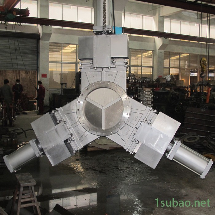 批发SKZ673W-10P 气动三开式刀型闸阀  三开式插板阀 三种物料同进进去 节省安装空间 电动三开式刀型闸阀图2