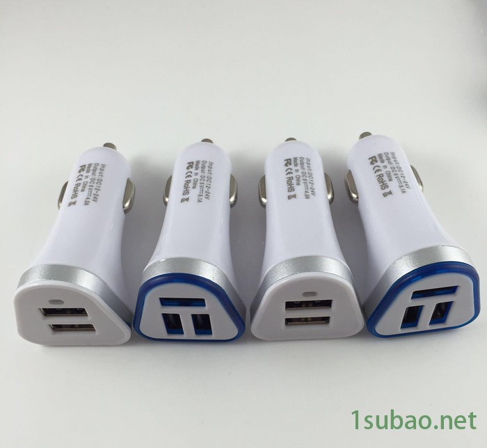 新款私模恒流车充多口3usb大电流5V5.1Al铝合金光圈智能分流快充图2