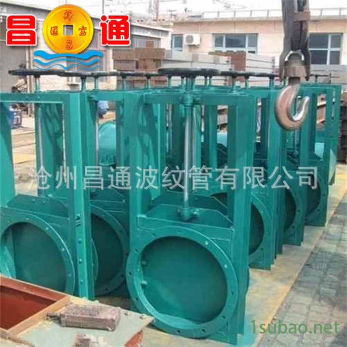 1000污水电动插板阀 四面软密封手动插板阀 波纹管圆口闸阀图2