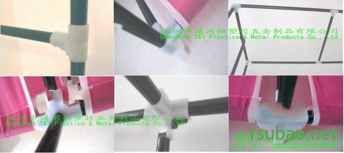 工厂直销16MM内径三通接头，展示架HDPE加厚四通，无纺布衣柜接头图4