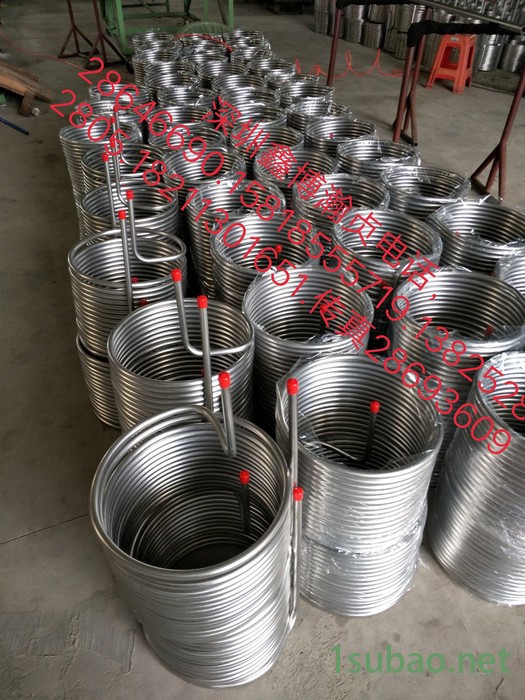 厂家供应激光冷水机冷水机盘管空气能热泵盘管自酿啤酒冷却盘管热交换盘管不锈钢蒸发器盘管不锈钢饮料设备盘管不锈钢套盘管图5