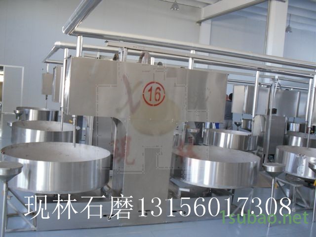 环保燃气炒锅  石磨面粉石磨石磨香油机 流动花生酱石磨机 油坊用磨酱机厂价直销图3