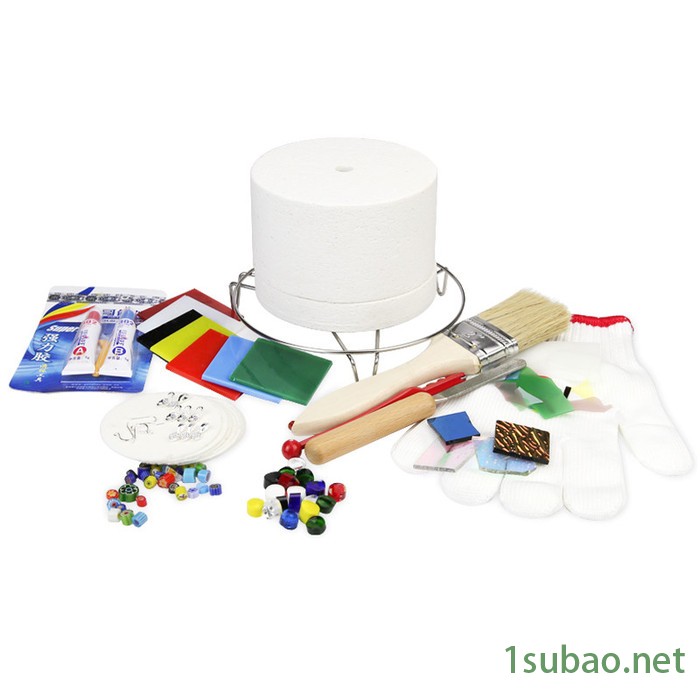 曼德1707006-3-2 DIY工具 28克装彩色热熔玻璃切块玻璃倒角机蓝色小圈图案多种颜色 千花微波窑炉玻璃图3