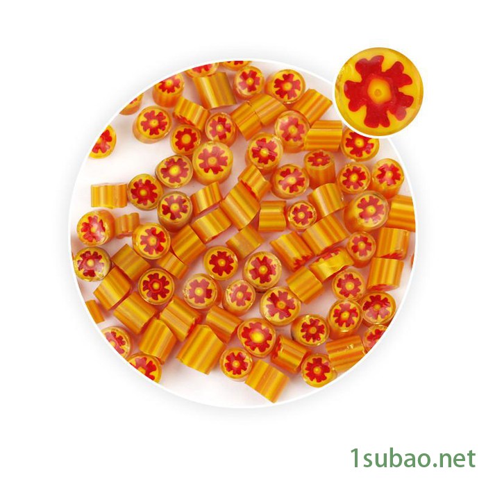 曼德1707006-4-1DIY工具 玻璃倒角机500克装热熔琉璃玻璃切块混批红色五瓣花图案厂家微波窑炉材料图5