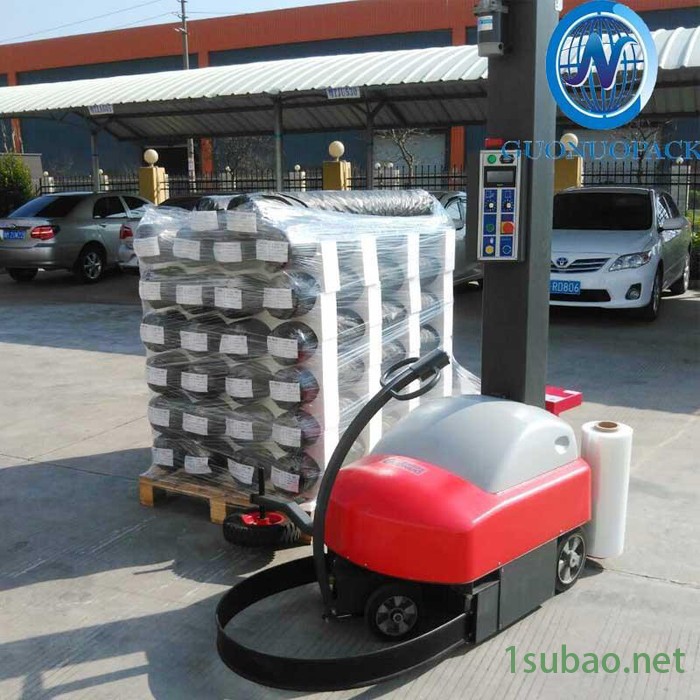 预拉伸薄膜自走式缠绕机 pe拉伸薄膜防尘防潮无托盘加压裹包机图3