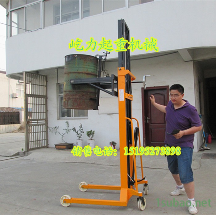 供应屹力COD半电动油桶搬运车 翻转式圆桶堆高装卸车 180°倒料车图3