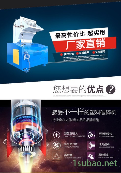 斯维特10HP 强力低噪音塑料粉碎机 PP塑胶料头打料机 大型小型碎料机图6