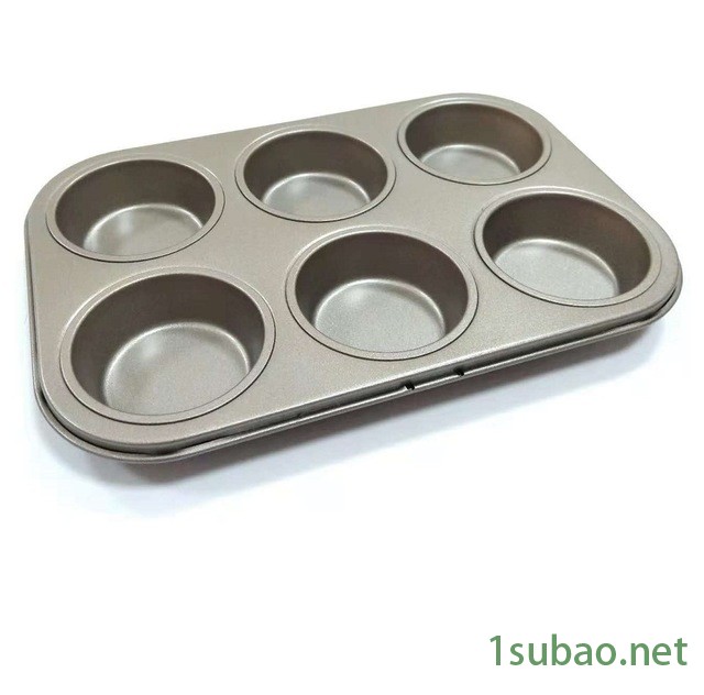 厂家直销金色6连蛋糕烘焙工具 家用不沾底托盘烤盘烤箱用贝壳形图2