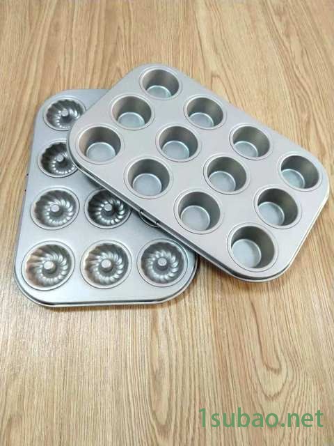 厂家直销金色6连蛋糕烘焙工具 家用不沾底托盘烤盘烤箱用贝壳形图4