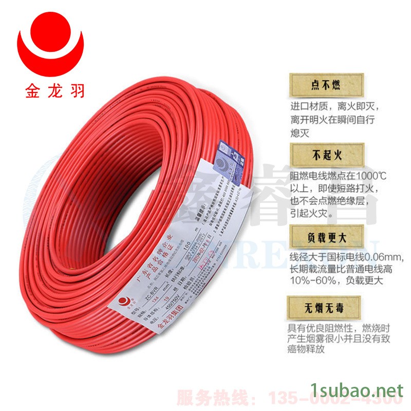 金龙羽电线电缆 WDZ-BYJ 1.5/2.5/4/6平方铜芯低烟无卤家用电线图2