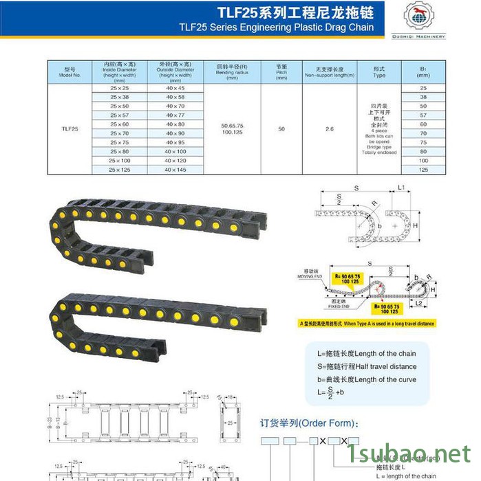 欧士齐 TLF25系列工程尼龙拖链 钢制拖链 尼龙拖链 机床拖链 机床附件 拖链图2