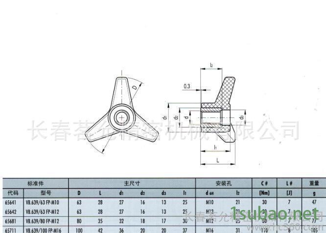 德国进口伊莉莎+冈特机床附件把手、三臂旋钮 VB.639FP图2