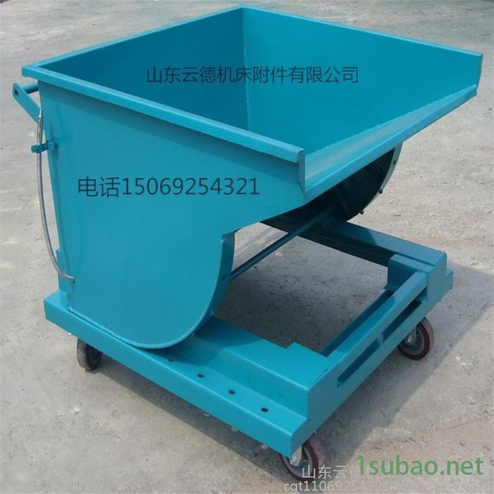 山东云德机床附件有限公司按图纸定制手推自卸式集屑车足厚3.0冷轧钢板承重1吨重型铁屑车图2