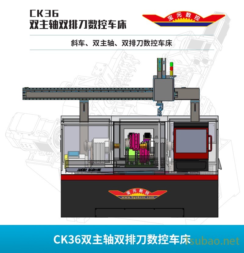 CK36双主轴双头排刀数控车床 数控车床 宝元数控图2