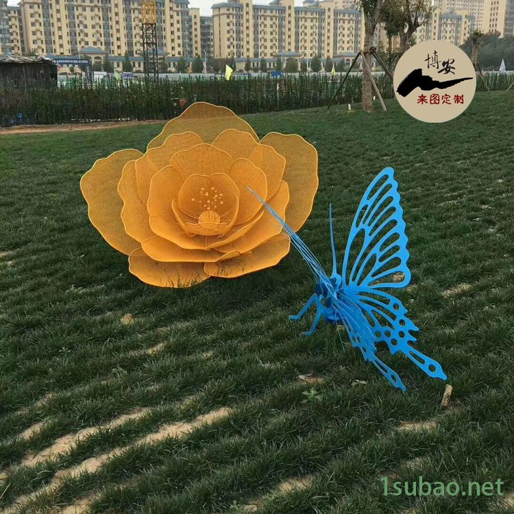 佰盛 不锈钢镂空花雕塑 金属镂空花雕塑摆件 抽象镂空花雕塑图2