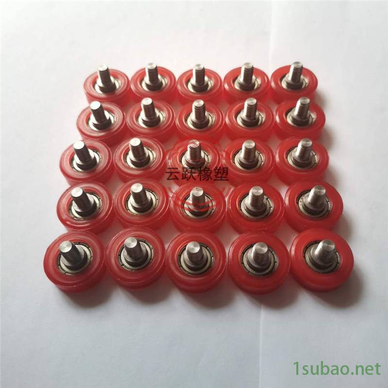 广州厂家定做不锈钢螺杆包胶轴承PU62624-8C1L8M6包胶轴承铁件包胶云跃图2
