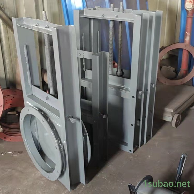 爱鑫佳 DN450圆口手动插板阀 手轮螺杆开关式除尘闸板阀 污水烟气插板放料阀图2