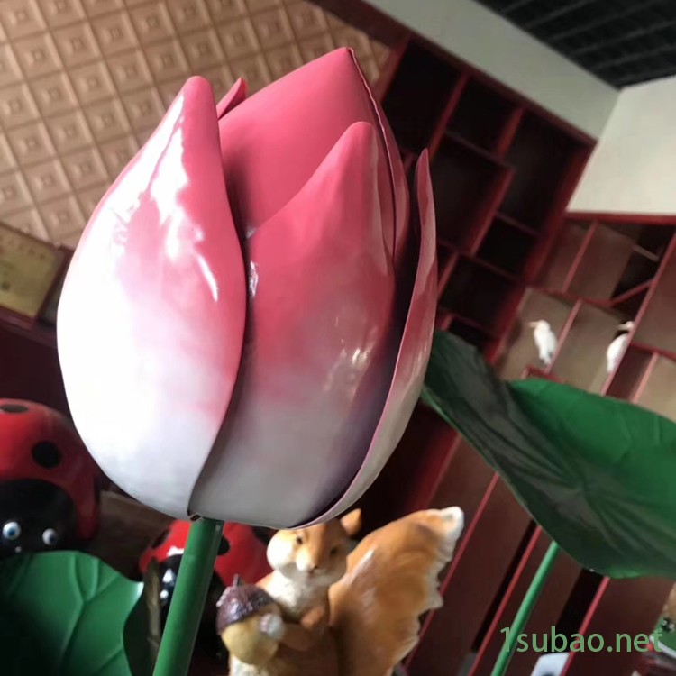 佰盛 不锈钢荷花雕塑价格 铁艺荷叶雕塑落地摆件厂家 展馆水池会所酒店金属软装装饰品图2