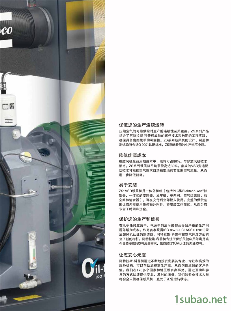 ZS系列18-355KW阿特拉斯无油螺杆鼓风机图2