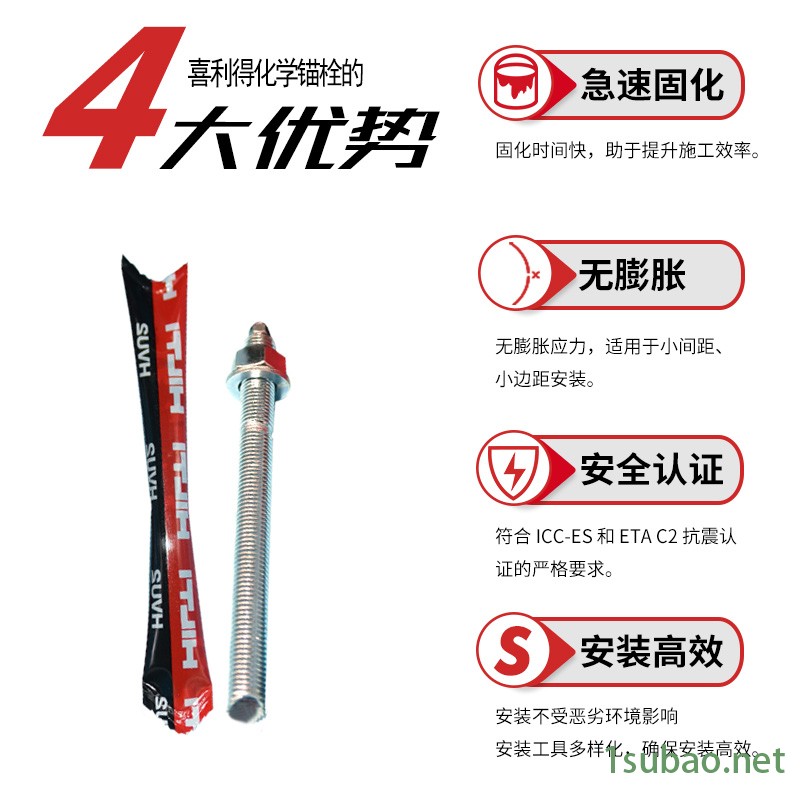 喜利得化学锚栓预埋件高强镀锌螺栓喜利得原装螺杆图2
