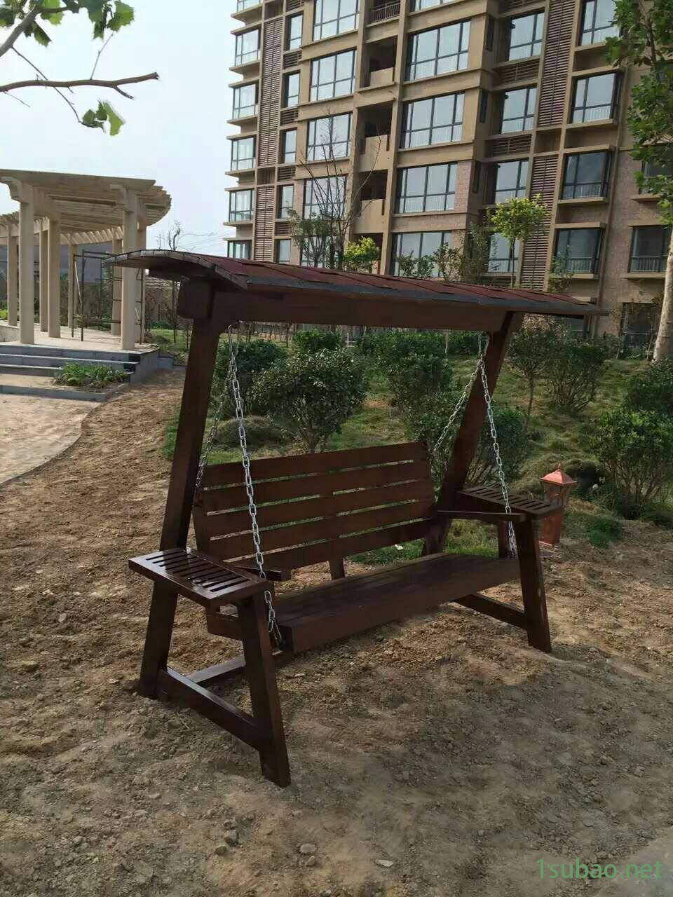 户外桌凳 金属铁艺靠背 奥博厂家货源 公园椅图3