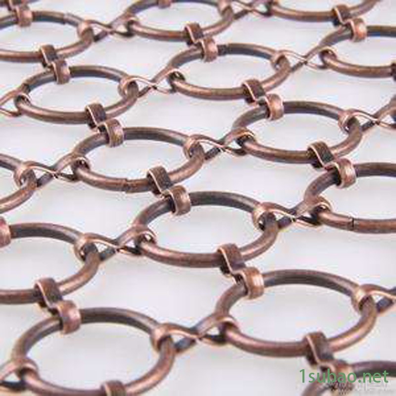 河北乾卓厂家直销 定制圆环不锈钢钢丝帘 风水招财屏风隔断帘厂 古铜色金属圆圈帘子图2