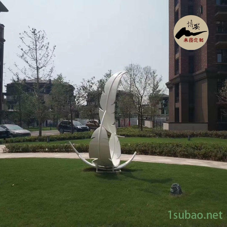 佰盛 定做不锈钢抽象艺术造型雕塑厂家 不锈钢羽毛雕塑模型 金属装饰雕塑摆件图2