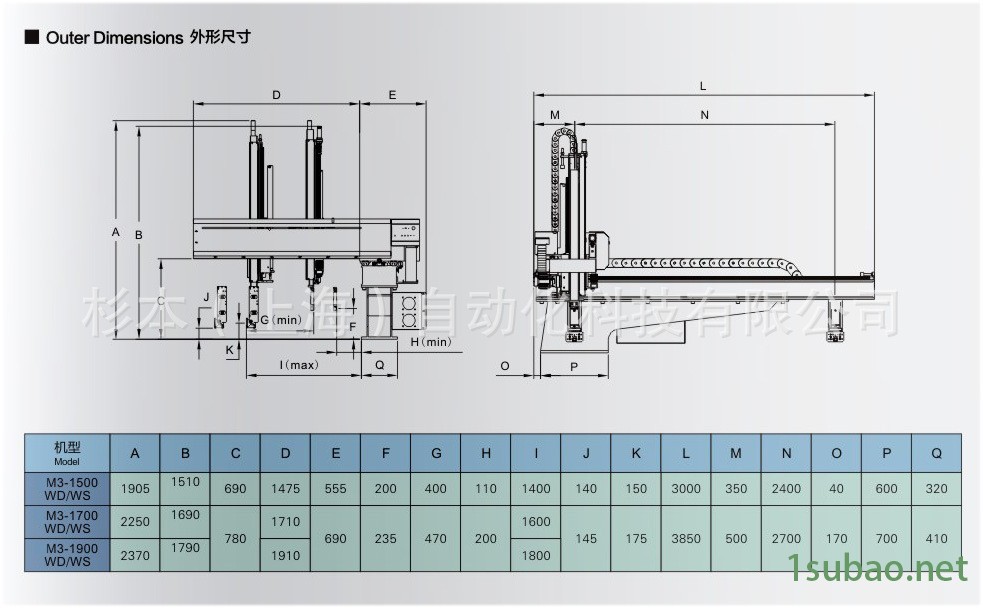 三轴伺服大型横走式机械手-杉本科技