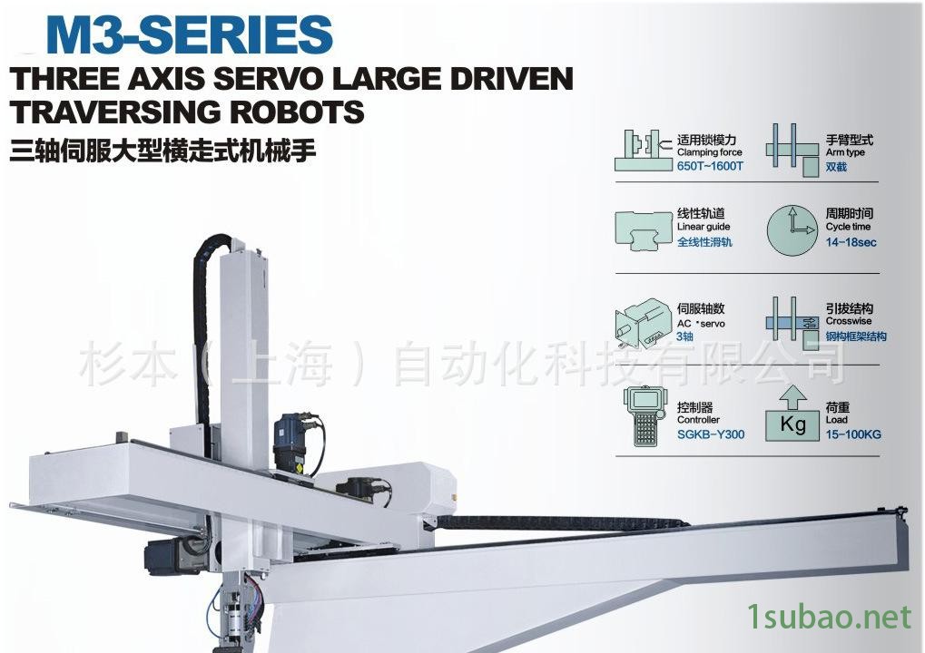 三轴伺服大型横走式机械手-杉本科技