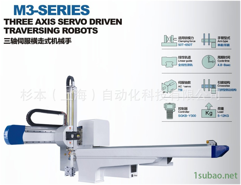 三轴伺服横走式机械手-杉本科技