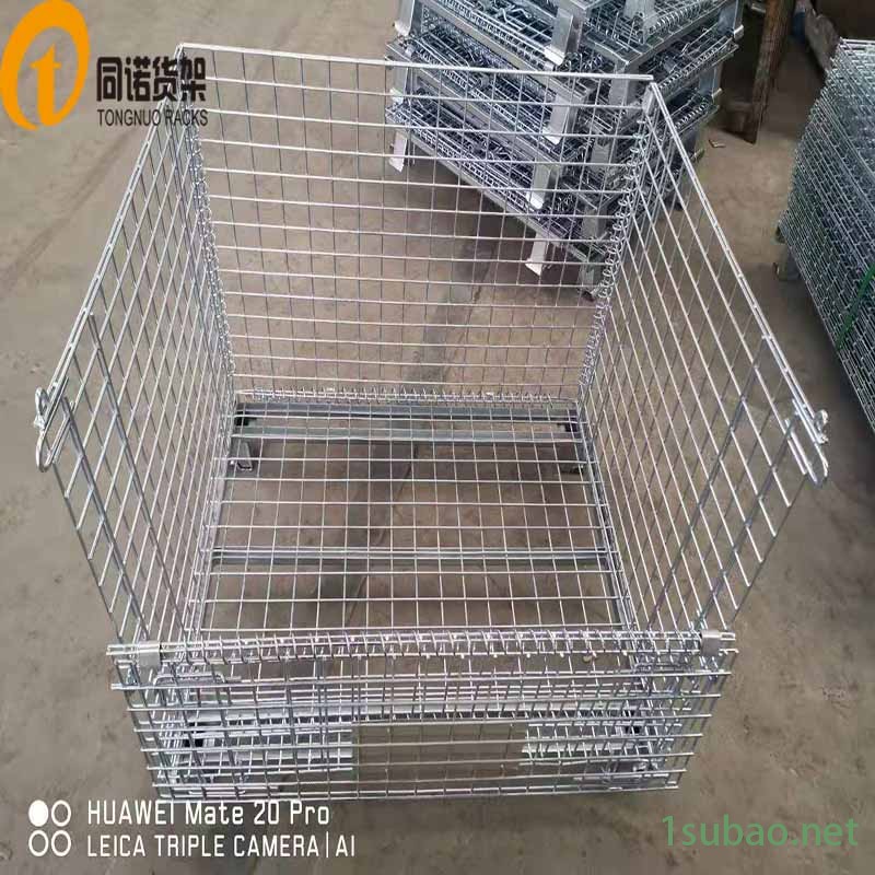 南阳仓储笼  镀锌承载大的丝网周转笼车  同诺货架批发  河南折叠式仓储笼示例图25